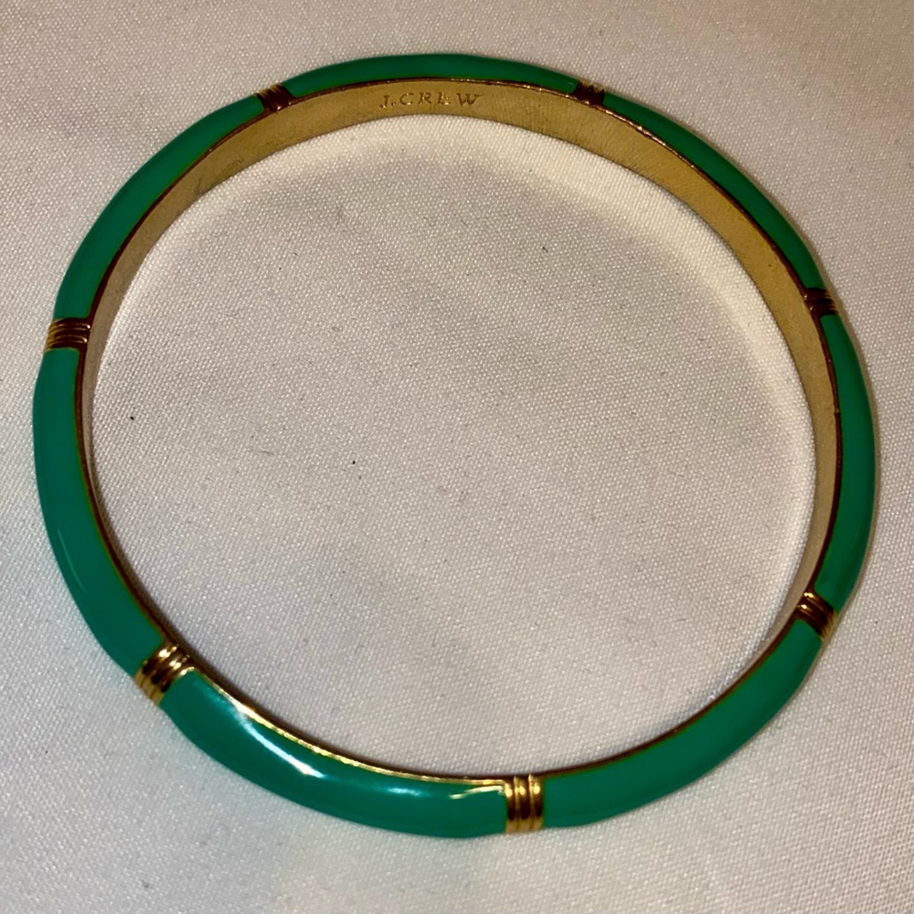 J. Crew Green Bamboo Bangle Bracelet